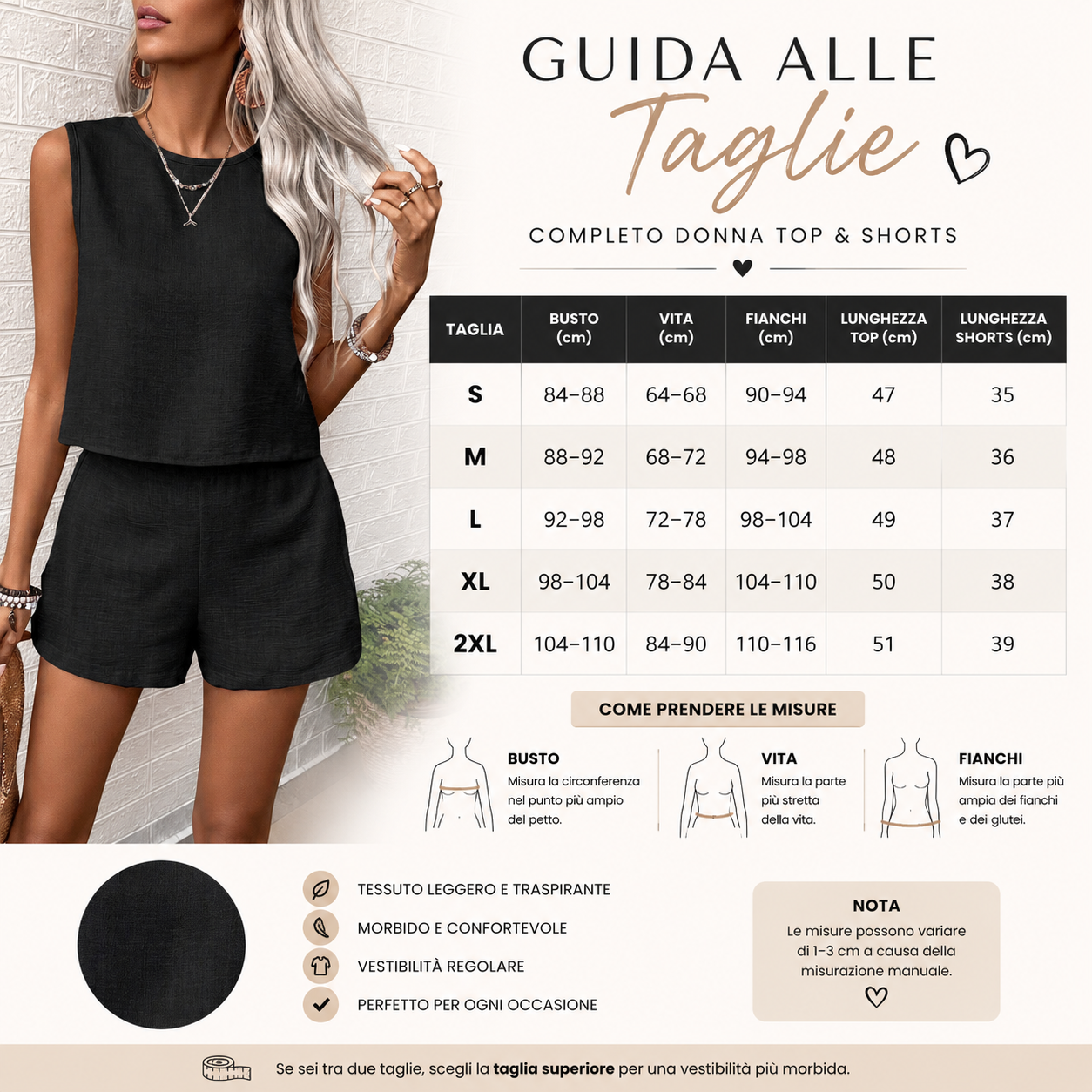 Completo Donna Estivo – Top Smanicato & Shorts
