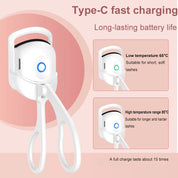 Heated Eyelashes Curler Portable USB Rechargeable Electric Eyelash Curler Quick Heating & Long Lasting Eyelashes Curling Effect