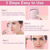 Heated Eyelashes Curler Portable USB Rechargeable Electric Eyelash Curler Quick Heating & Long Lasting Eyelashes Curling Effect