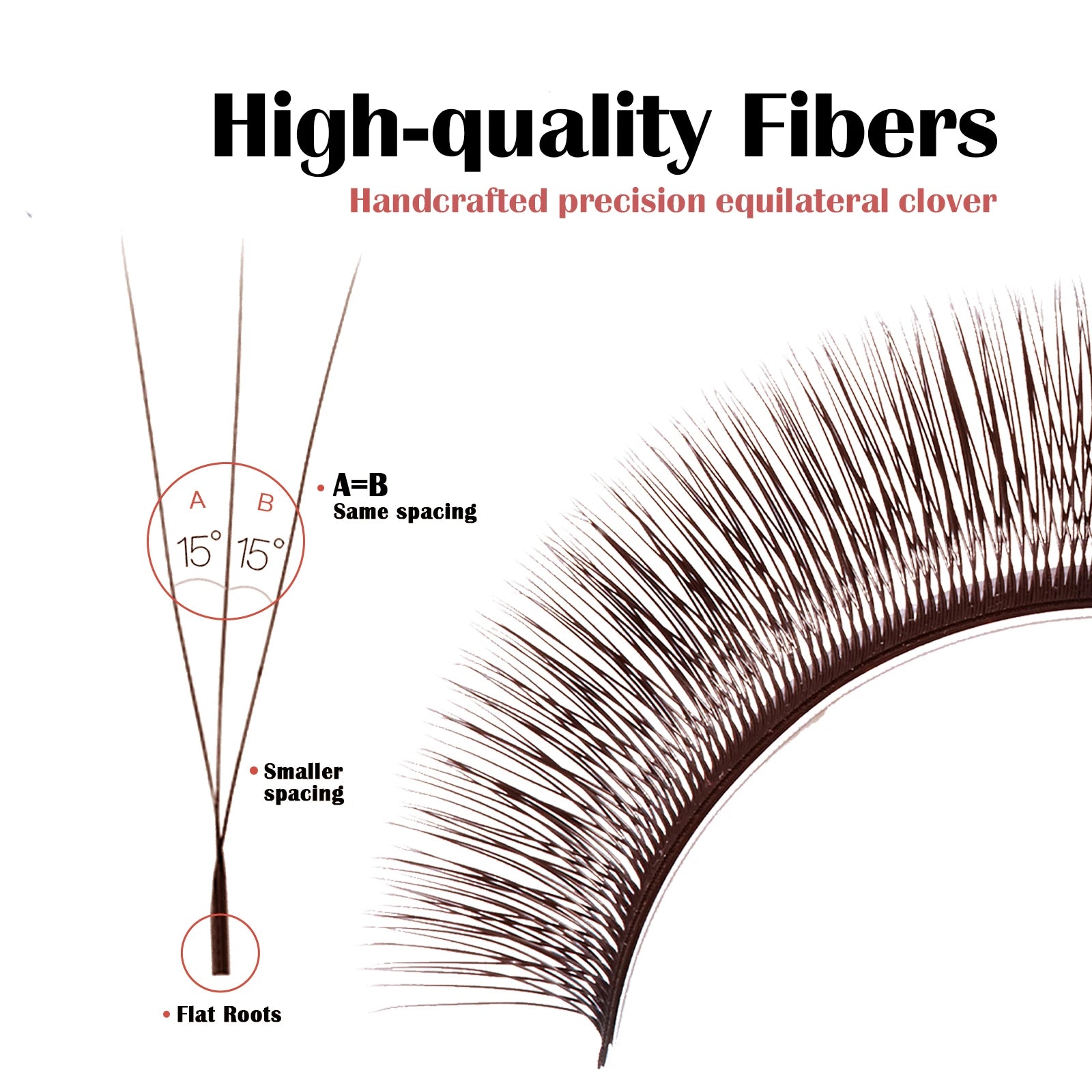 DeceMars V-shaped 3D Brown Eyelash Extensions 12 Rows/Tray