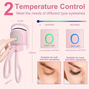 Heated Eyelashes Curler Portable USB Rechargeable Electric Eyelash Curler Quick Heating & Long Lasting Eyelashes Curling Effect