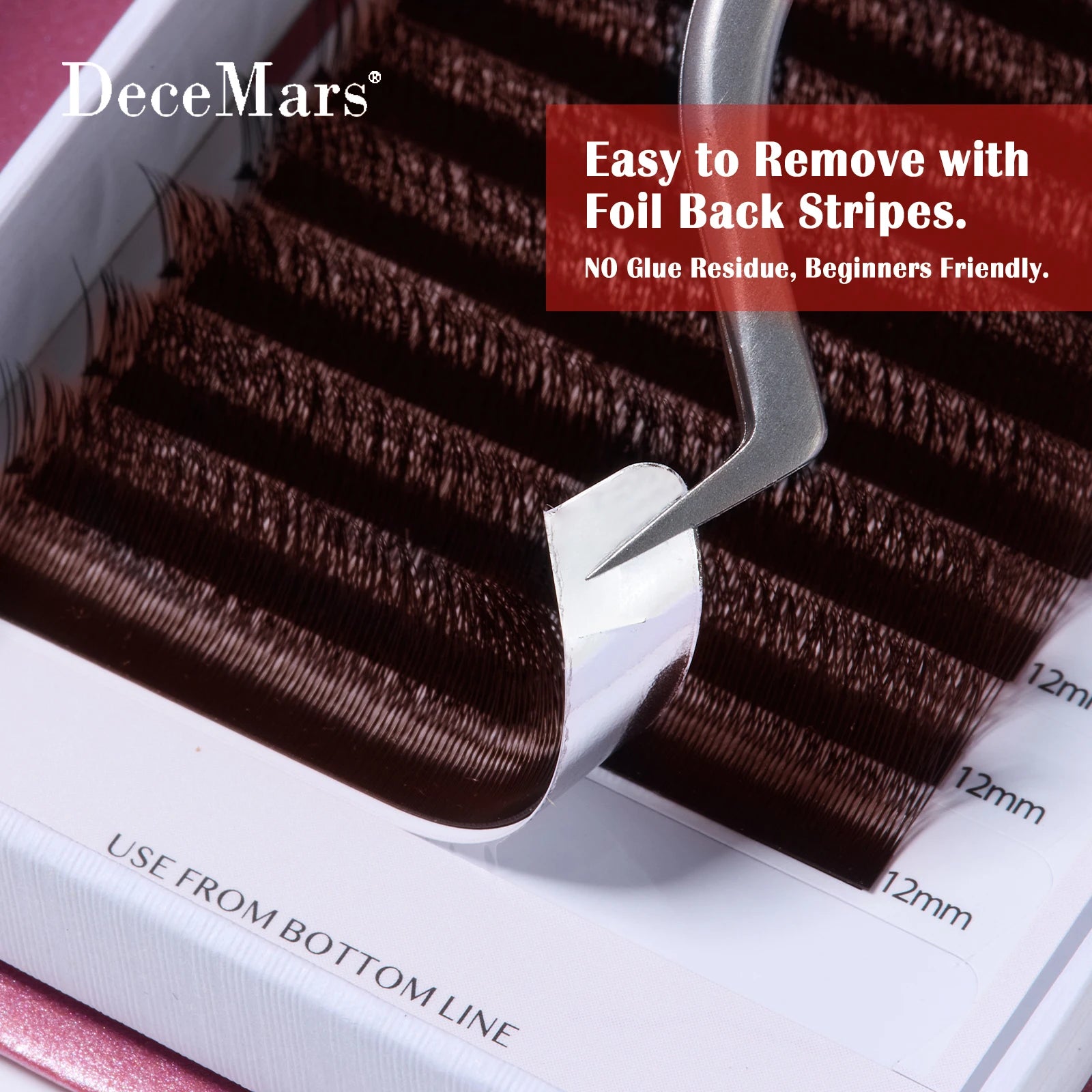 DeceMars V-shaped 3D Brown Eyelash Extensions 12 Rows/Tray