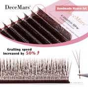 DeceMars V-shaped 3D Brown Eyelash Extensions 12 Rows/Tray