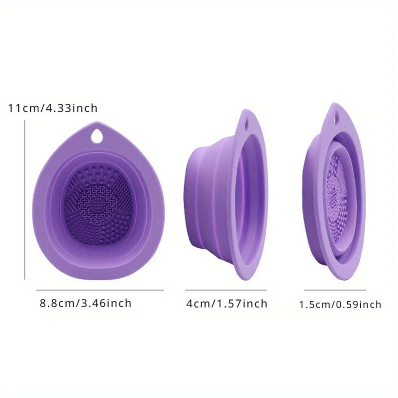 Foldable Silicone Makeup Brush Cleaner Bowl Portable For Powder Puff Eyeshadow Brushes Washing Household Beauty Tool